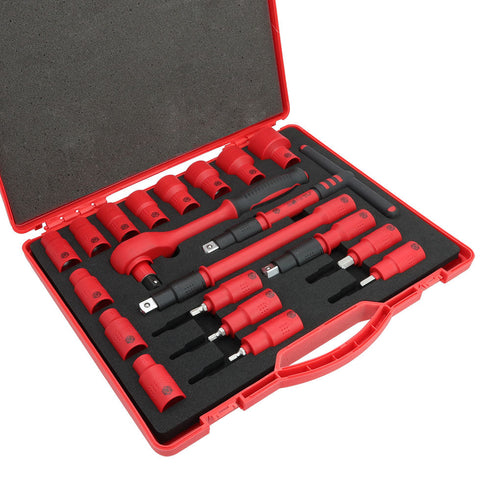 MICHAELPRO MP005048 20-PIECE 1/2-INCH DRIVE VDE INSULATED SOCKET SET